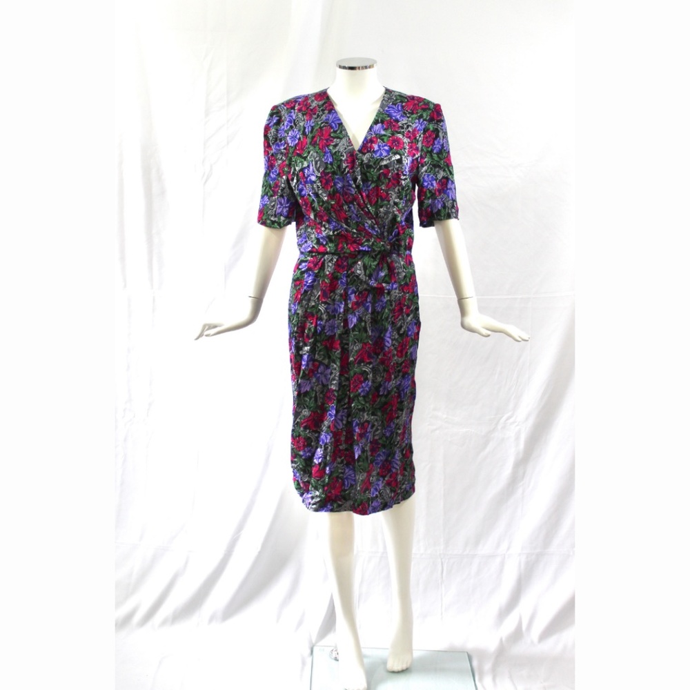 🌟VINTAGE🌟 1980s Joan Leslie V-neck Sheath Dress